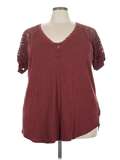 Pre-owned Torrid Short Sleeve Top Burgundy V Neck Tops