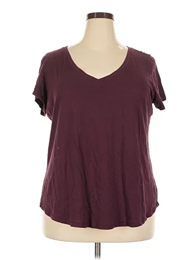 Pre-owned Torrid Short Sleeve Top Burgundy V-neck Tops