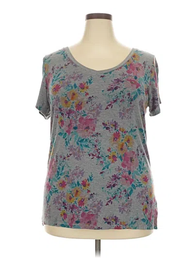 Pre-owned Torrid Short Sleeve Top Gray Scoop Neck Tops