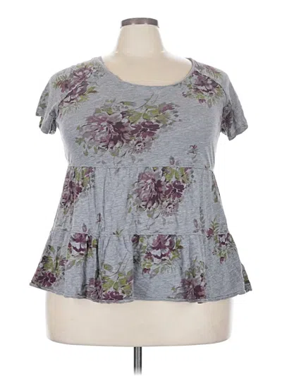 Pre-owned Torrid Short Sleeve Top Gray Sweetheart Neckline Tops