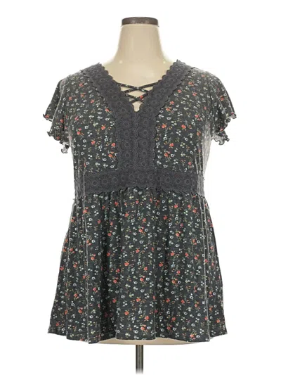 Pre-owned Torrid Short Sleeve Top Gray Sweetheart Neckline Tops