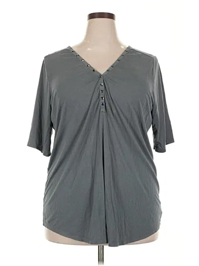 Pre-owned Torrid Short Sleeve Top Gray V Neck Tops