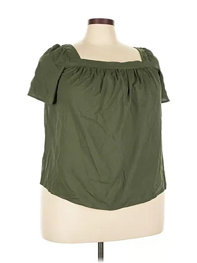 Pre-owned Torrid Short Sleeve Top Green Off The Shoulder Neckline Tops