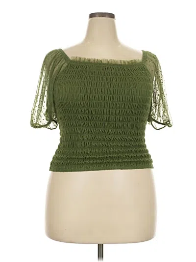 Pre-owned Torrid Short Sleeve Top Green Square Neckline Tops