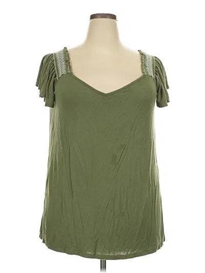 Pre-owned Torrid Short Sleeve Top Green Sweetheart Neckline Tops