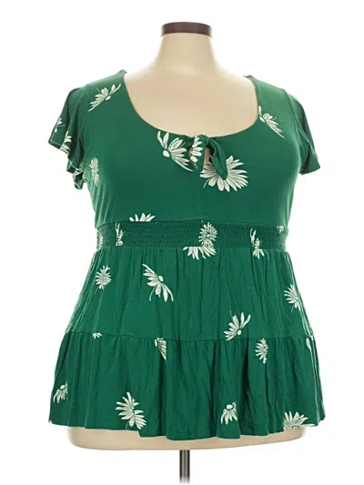 Pre-owned Torrid Short Sleeve Top Green Sweetheart Neckline Tops
