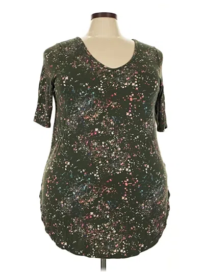 Pre-owned Torrid Short Sleeve Top Green V Neck Tops