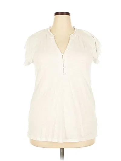Pre-owned Torrid Short Sleeve Top Ivory Keyhole Neckline Tops In White