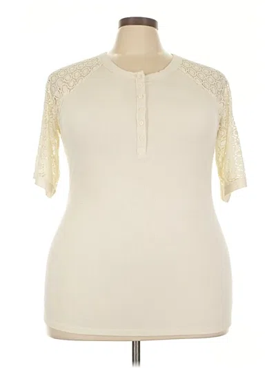 Pre-owned Torrid Short Sleeve Top Ivory Mock Neckline Tops