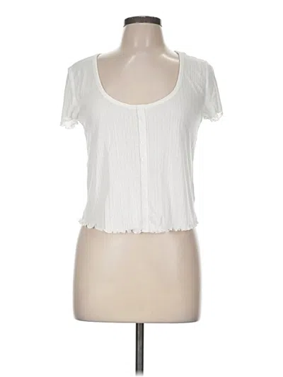 Pre-owned Torrid Short Sleeve Top Ivory Scoop Neck Tops