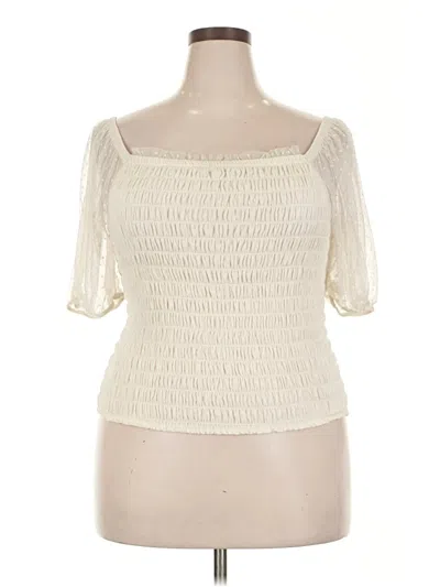 Pre-owned Torrid Short Sleeve Top Ivory Square Neckline Tops In White