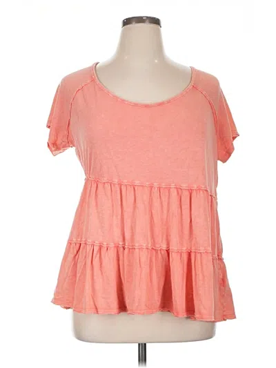 Pre-owned Torrid Short Sleeve Top Orange Cold Shoulder Neckline Tops