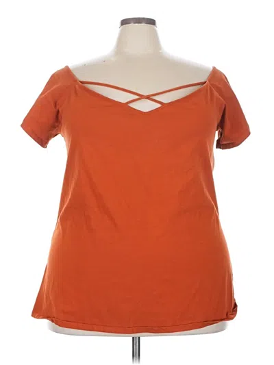 Pre-owned Torrid Short Sleeve Top Orange Cold Shoulder Neckline Tops