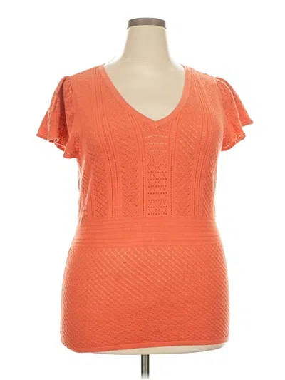 Pre-owned Torrid Short Sleeve Top Orange V-neck Tops