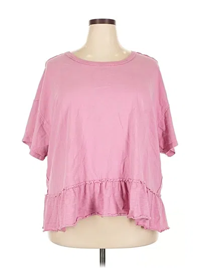 Pre-owned Torrid Short Sleeve Top Pink Boatneck Tops