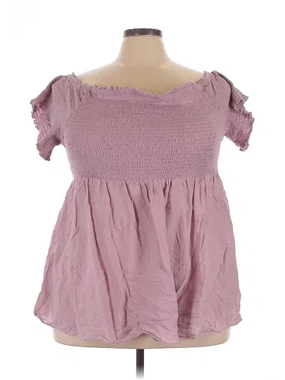 Pre-owned Torrid Short Sleeve Top Pink Off The Shoulder Neckline Tops