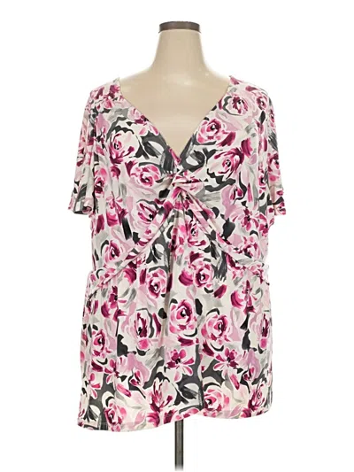 Torrid Short Sleeve Top Pink Plunge Neckline Tops
