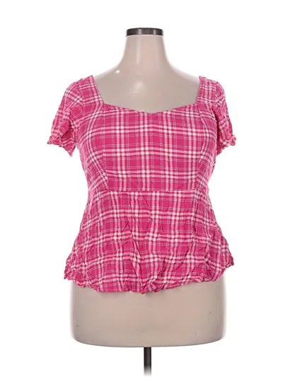 Pre-owned Torrid Short Sleeve Top Pink Square Neckline Tops