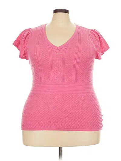 Pre-owned Torrid Short Sleeve Top Pink Sweetheart Neckline Tops