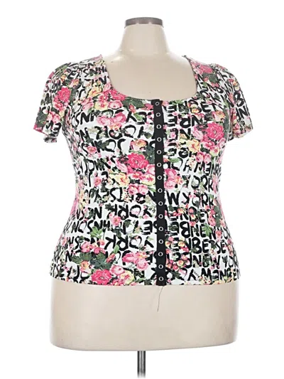Pre-owned Torrid Short Sleeve Top Pink Sweetheart Neckline Tops