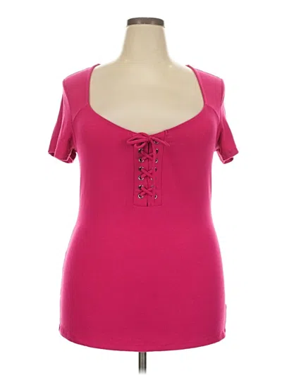 Pre-owned Torrid Short Sleeve Top Pink Sweetheart Neckline Tops