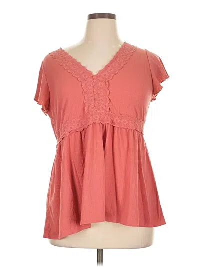 Pre-owned Torrid Short Sleeve Top Pink V Neck Tops