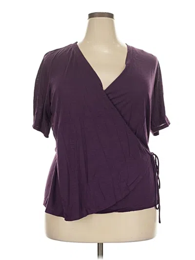 Pre-owned Torrid Short Sleeve Top Purple Plunge Neckline Tops