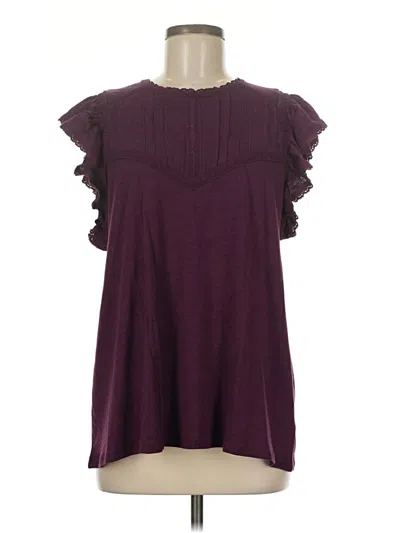 Pre-owned Torrid Short Sleeve Top Purple Ruffles Neckline Tops