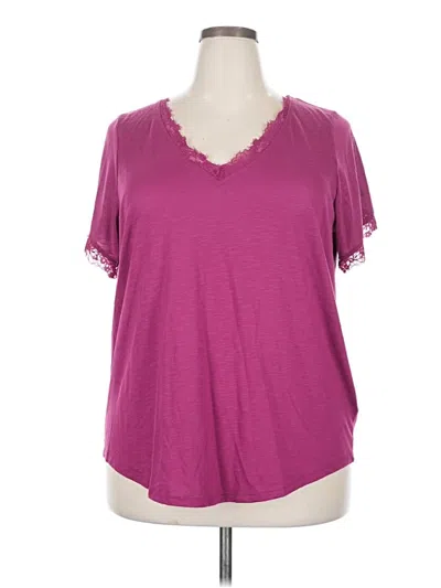 Pre-owned Torrid Short Sleeve Top Purple V Neck Tops