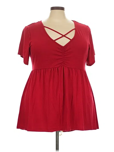 Pre-owned Torrid Short Sleeve Top Red Keyhole Neckline Tops