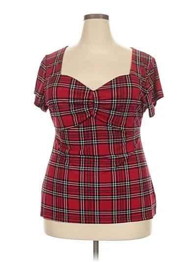 Pre-owned Torrid Short Sleeve Top Red Sweetheart Neckline Tops