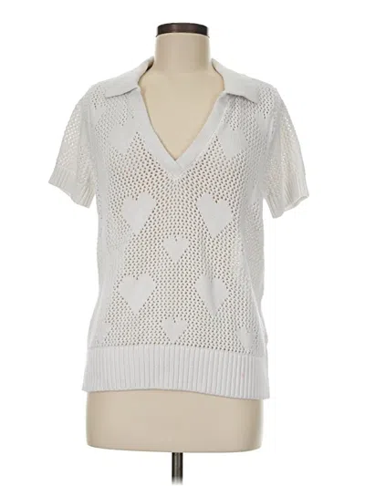 Pre-owned Torrid Short Sleeve Top Silver Hearts Pattern V-neck Tops