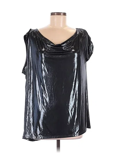 Pre-owned Torrid Short Sleeve Top Silver Metallic Pattern Cold Shoulder Neckline Tops