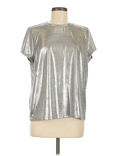 Pre-owned Torrid Short Sleeve Top Silver Metallic Pattern Mock Neckline Tops