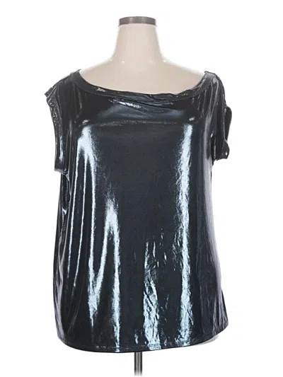 Pre-owned Torrid Short Sleeve Top Silver Metallic Pattern Scoop Neck Tops
