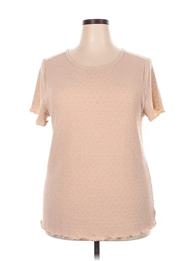 Pre-owned Torrid Short Sleeve Top Tan Crew Neck Tops In Brown