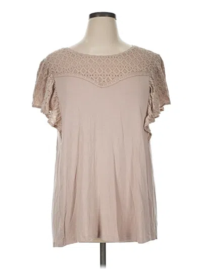 Pre-owned Torrid Short Sleeve Top Tan Sweetheart Neckline Tops