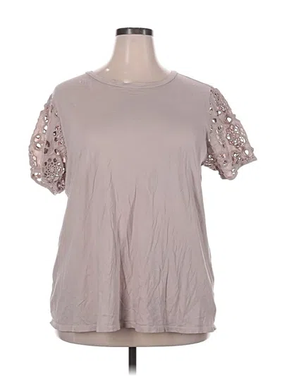 Pre-owned Torrid Short Sleeve Top Tan Sweetheart Neckline Tops In Brown