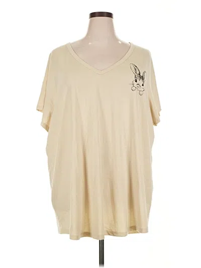 Pre-owned Torrid Short Sleeve Top Tan V Neck Tops In Brown