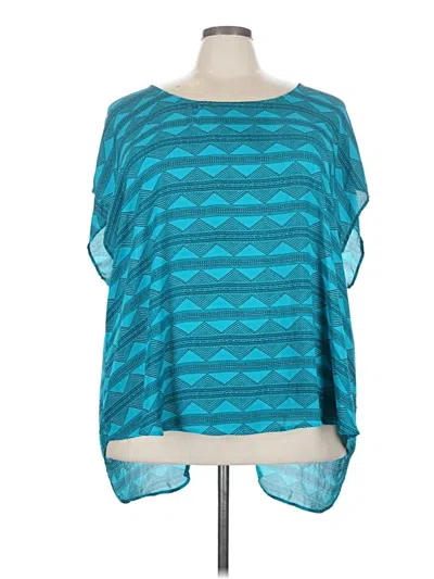 Pre-owned Torrid Short Sleeve Top Teal Boatneck Tops In Blue