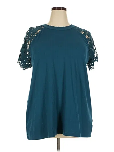 Pre-owned Torrid Short Sleeve Top Teal Cold Shoulder Neckline Tops