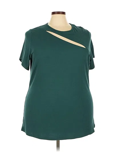 Pre-owned Torrid Short Sleeve Top Teal Cold Shoulder Neckline Tops In Blue