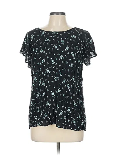 Pre-owned Torrid Short Sleeve Top Teal Ruffles Neckline Tops In Blue