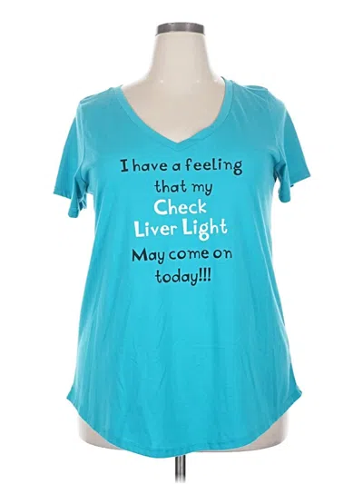 Pre-owned Torrid Short Sleeve Top Teal Scoop Neck Tops In Blue