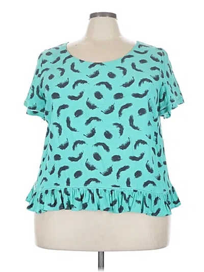 Pre-owned Torrid Short Sleeve Top Teal Scoop Neck Tops In Blue