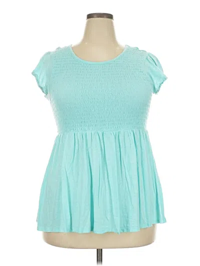 Pre-owned Torrid Short Sleeve Top Teal Sweetheart Neckline Tops