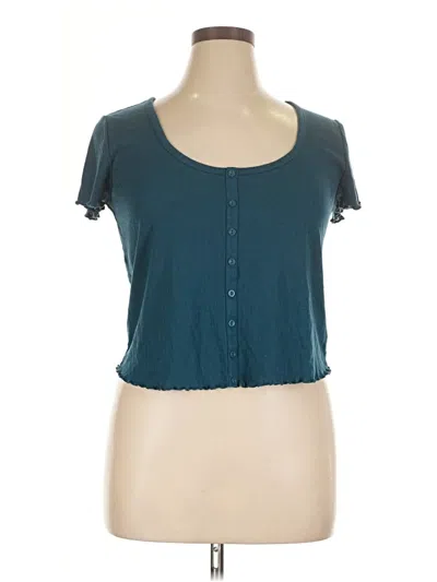 Pre-owned Torrid Short Sleeve Top Teal Sweetheart Neckline Tops In Blue