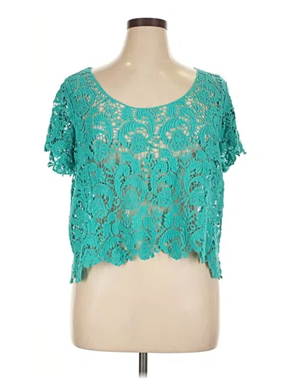Pre-owned Torrid Short Sleeve Top Teal Sweetheart Neckline Tops In Blue