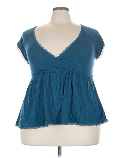 Pre-owned Torrid Short Sleeve Top Teal Sweetheart Neckline Tops In Blue