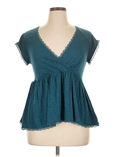 Pre-owned Torrid Short Sleeve Top Teal Sweetheart Neckline Tops In Blue